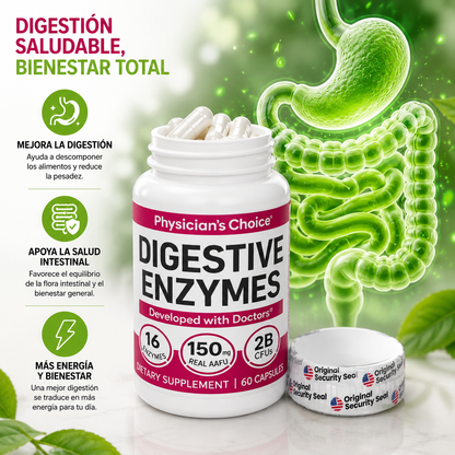 Digestive Enzymes: Reduce la hinchazón y pesadez
